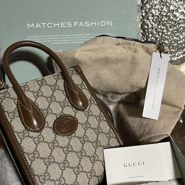 GUCCI 구찌 미니 GG 로고 Beige & Brown