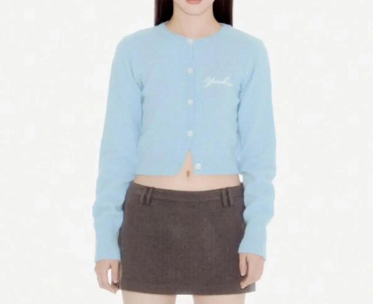 유희 가디건 YOUHEE CROP KNIT CARDIGAN SKY BLU