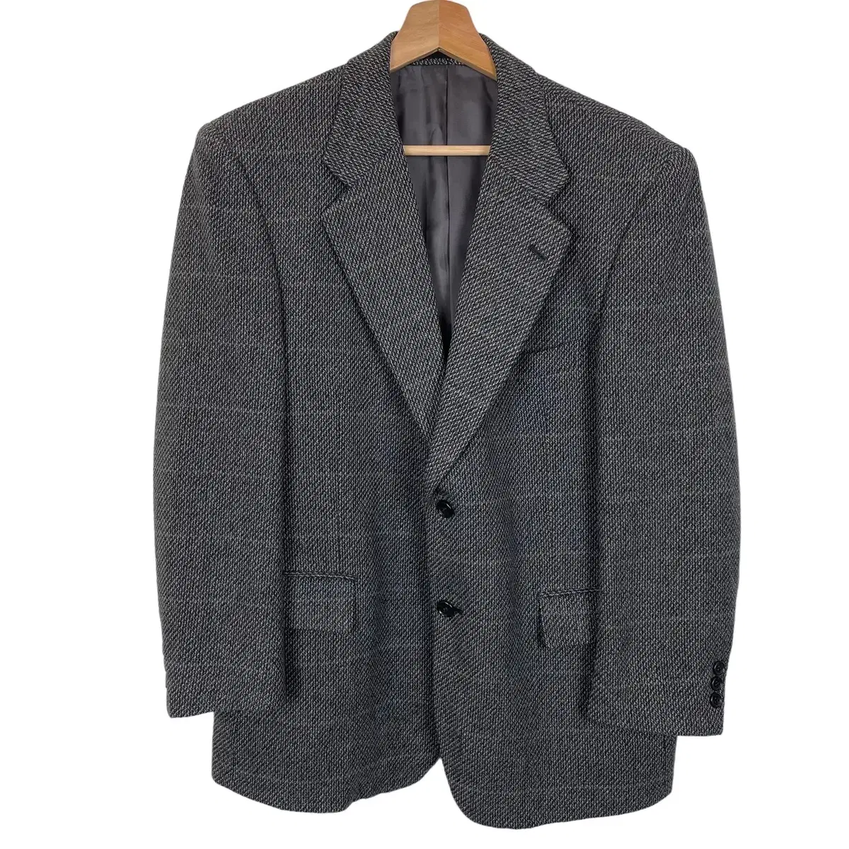 SPHERULE Gray Patterned Single Wool Blazer Jacket