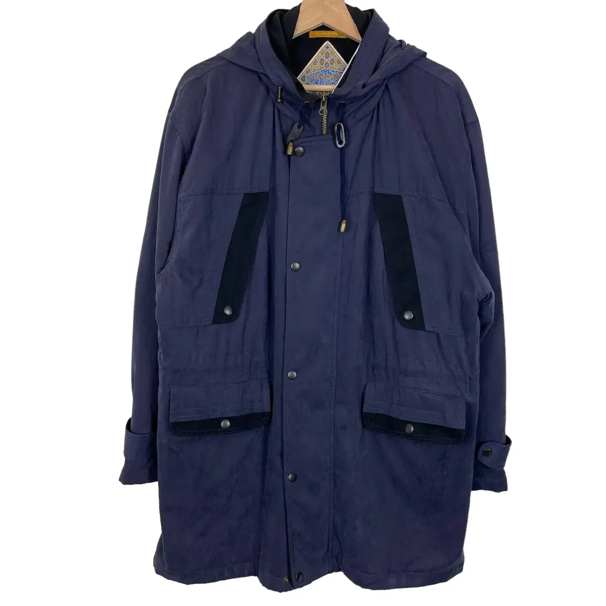 Lancel navy hooded liningQuilted brushed poly jacket jumper