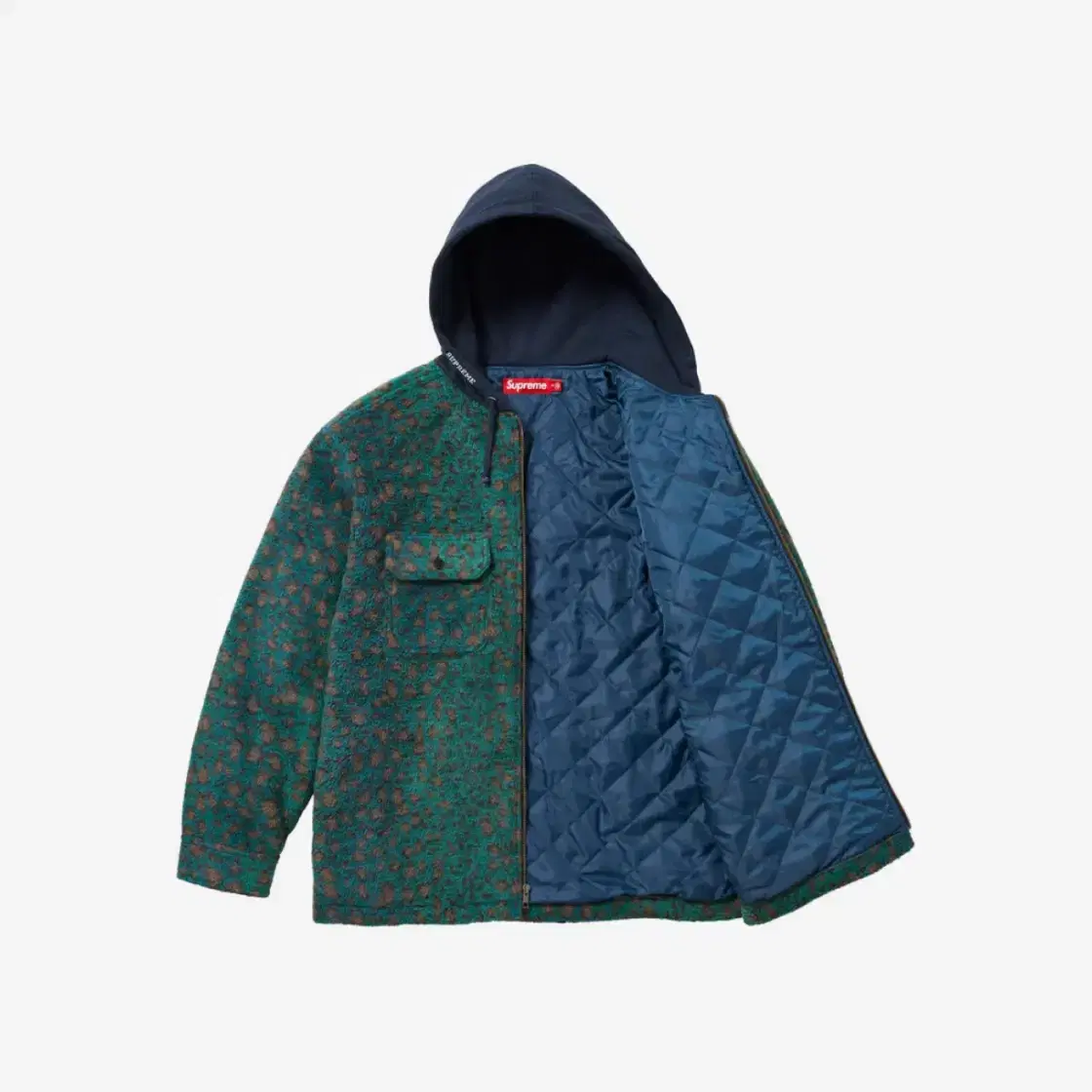 Genuine m Supreme Fleece Zip-up Hoodie Teal Leopard 23FW Jacketm