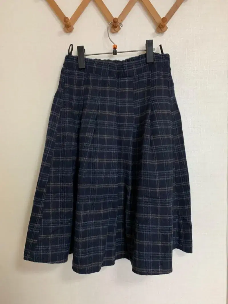 Navy check skirt