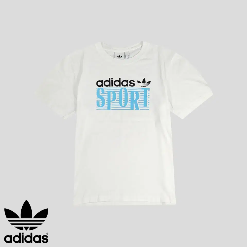 Adidas White Black Sky bloo Haneul Blue Big Print Cotton100 Short Sleeve T-Shirt