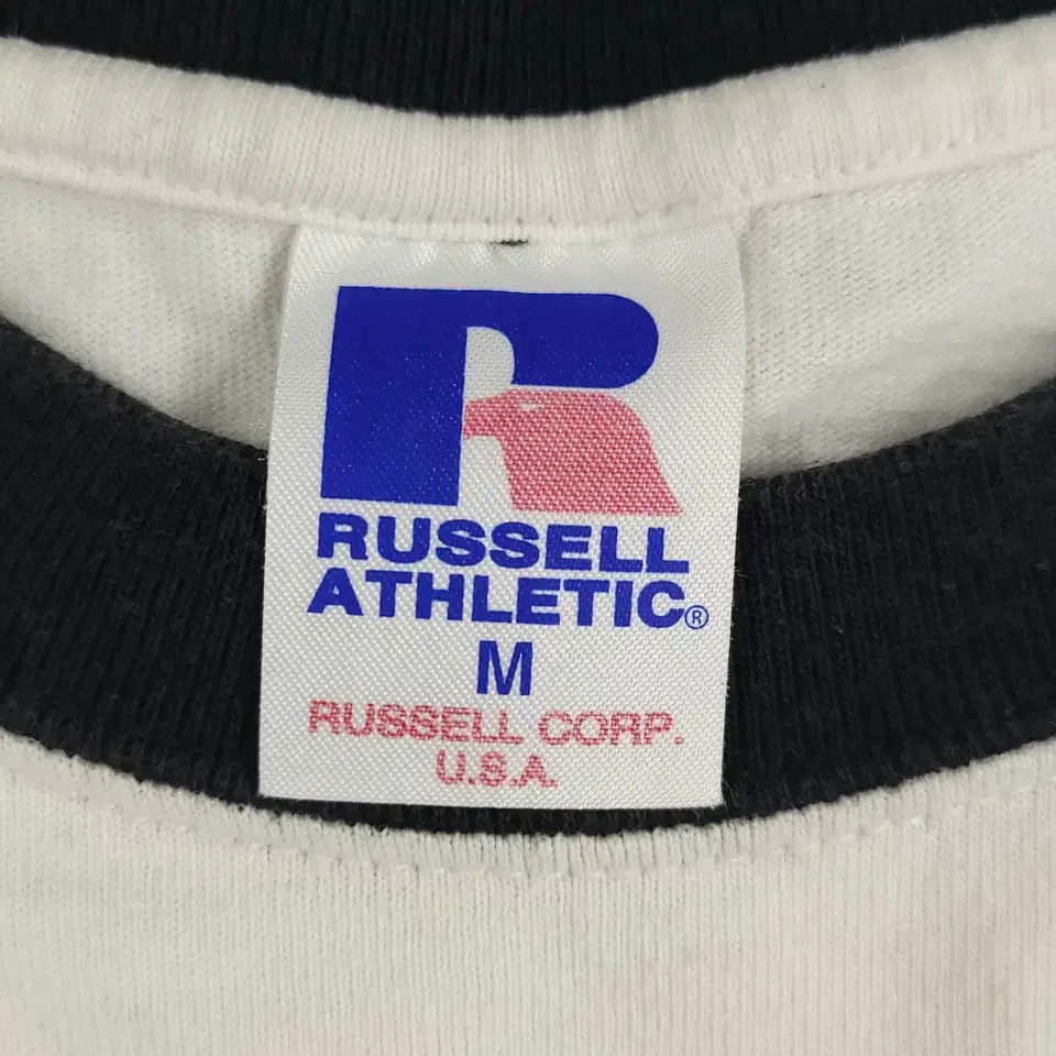 RUSSELL 러셀 어센틱 화이트 블랙 배색 미드 빅프린팅 나그랑 코튼1