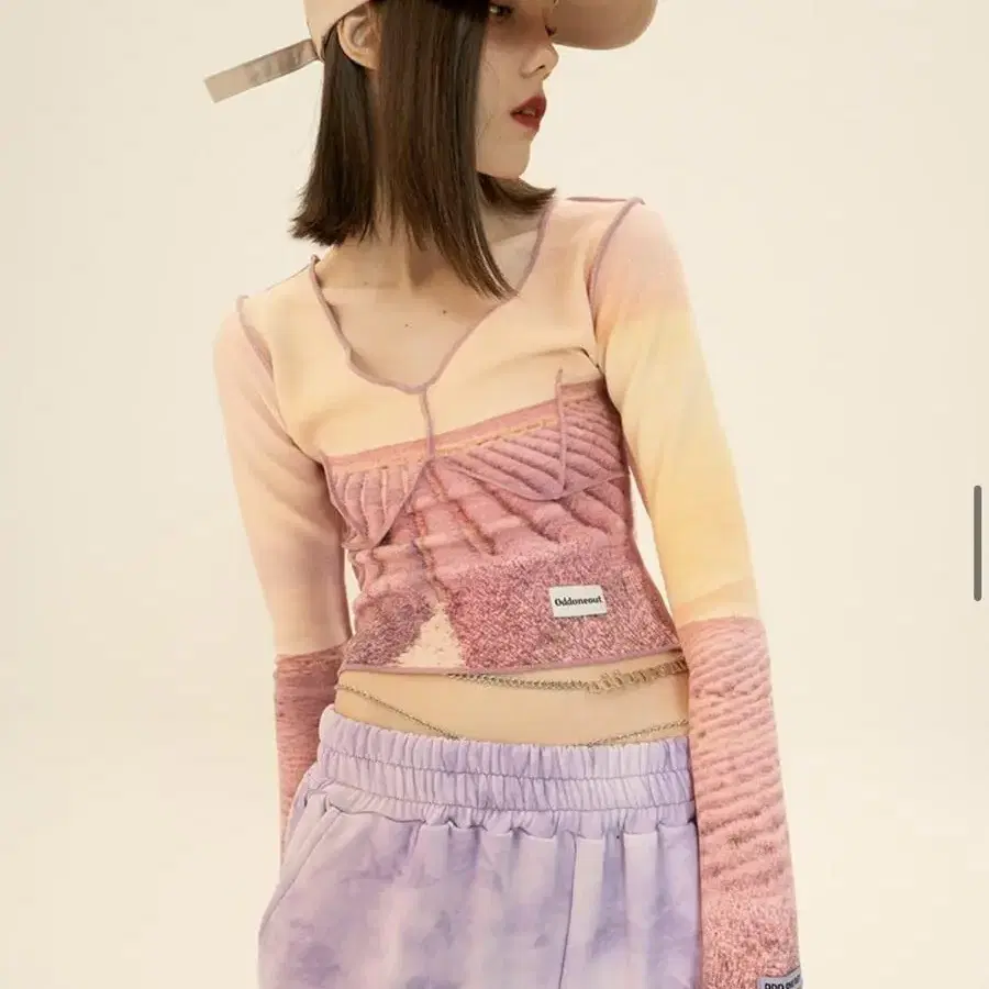 오드원아웃 Nature dart sleeve top_Pink