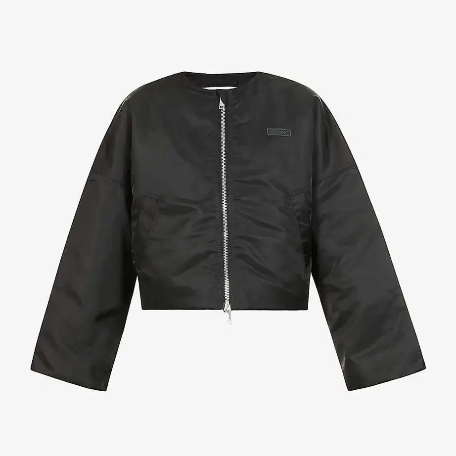 ganni nylon cropped bomber