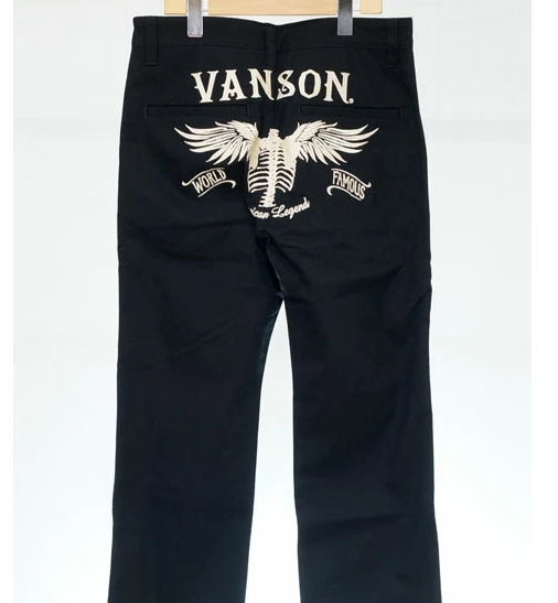 VANSON Vanson Men's Flying Bone Embroidered Chino Cotton Trousers Pants