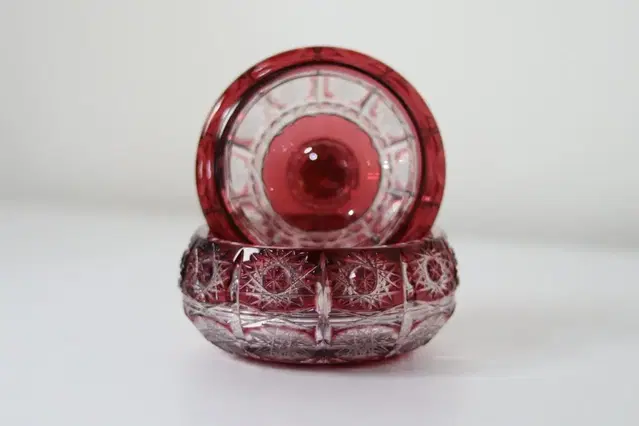 Bohemia Ruby Red Cut Crystal Tea Caddy