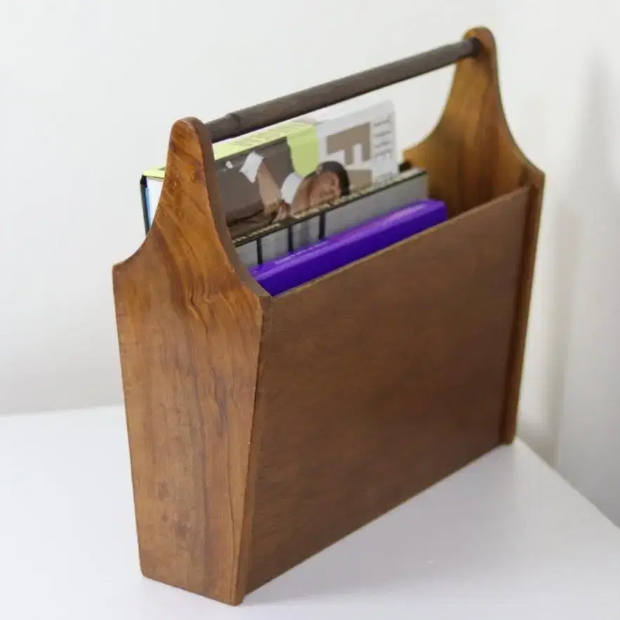 Vintage Wood Magazine Rack