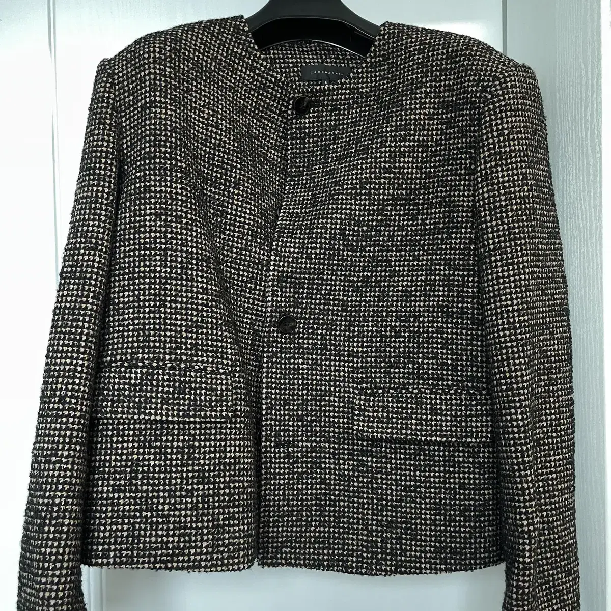 새제품)크러쉬어게인 pink+brown tweed jacket ,L판매