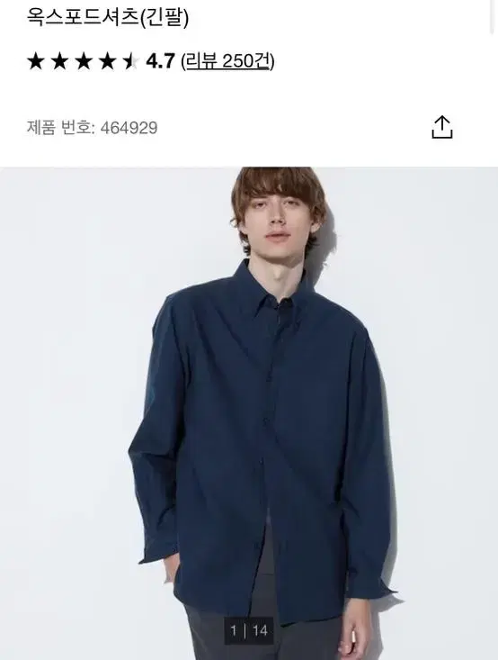 (L/New) Uniqlo Oxford Shirt Navy