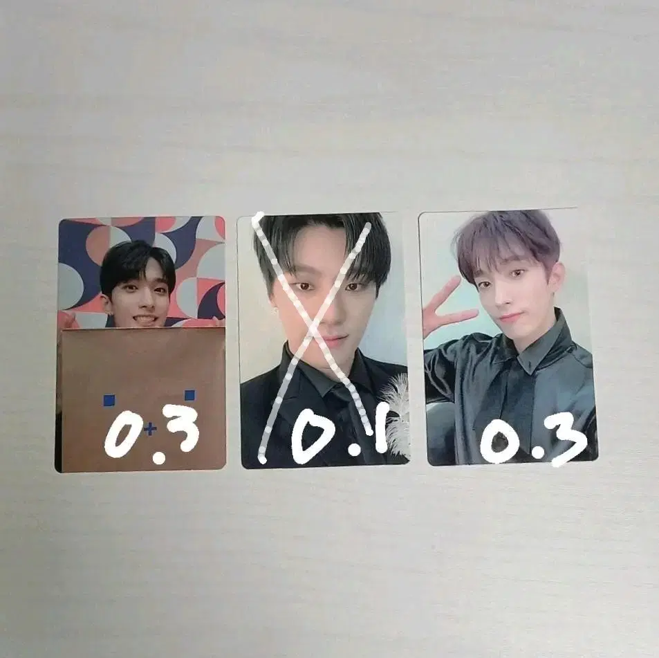 Seventeen photocards ( Feathersun dk, Onod Biggin dino, Onod Biggin dk )