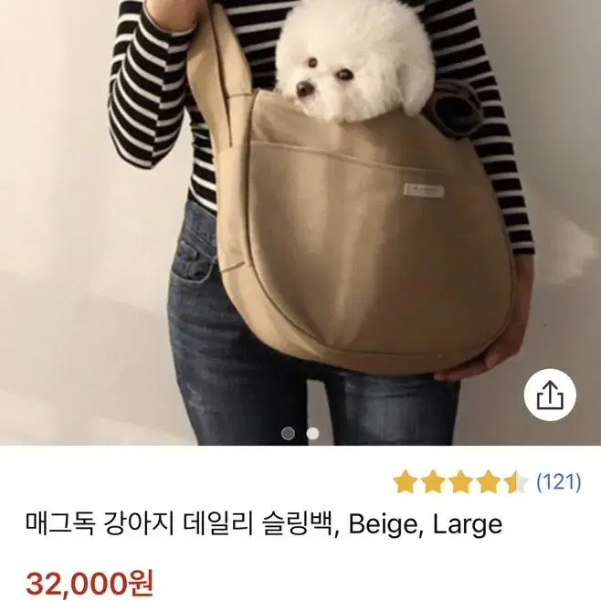 매그독 강아지 데일리 슬링백, Beige, Larg