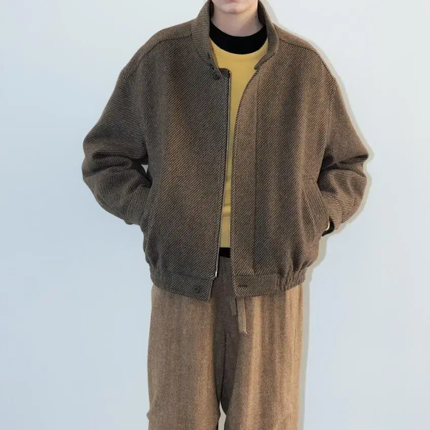 문달 Wool Blouson in Brown