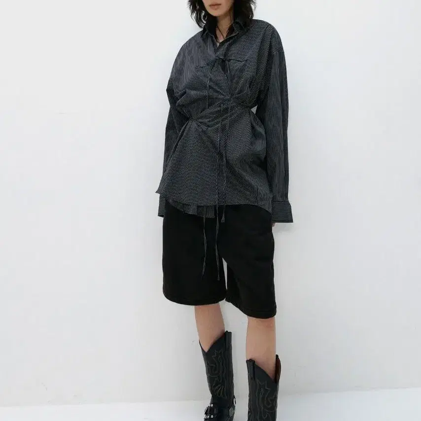 (새상품)S/E/O OVERSIZED TIE SHIRT