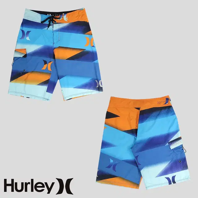 HURLEY 헐리 블루톤 오렌지 그라데이션 풀프린팅 글리터자수 팬텀 서퍼