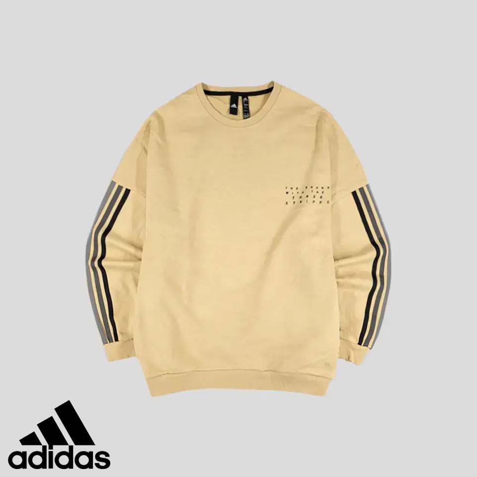 Adidas Beige Grayscale Gradient Half-Triangle Embroidered Jersey 100% Cotton