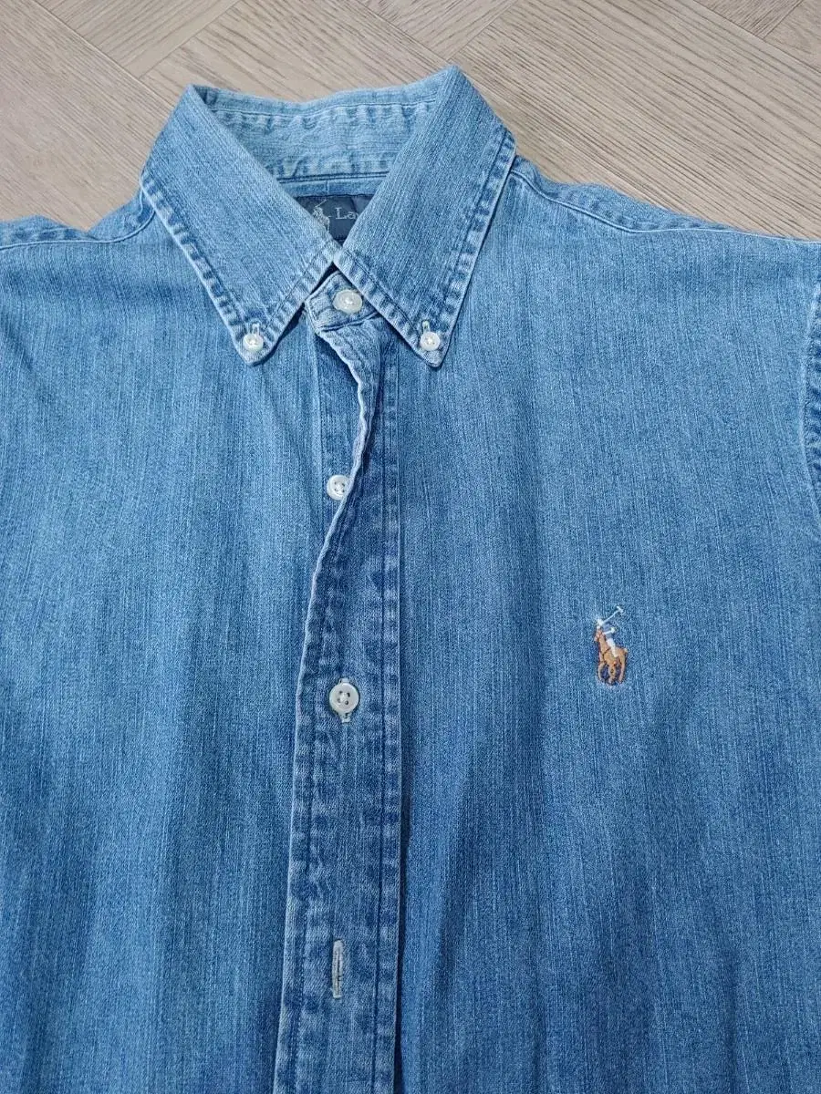 polo polo denim shirt young men's size S custom fit