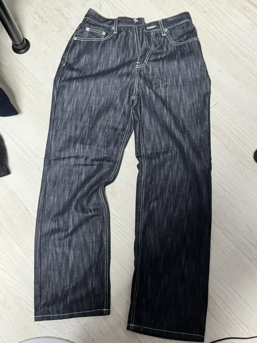 Raw denim pants