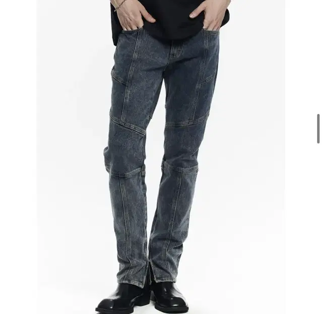 메종미네드 BIKER DENIM TROUSERS BLUE