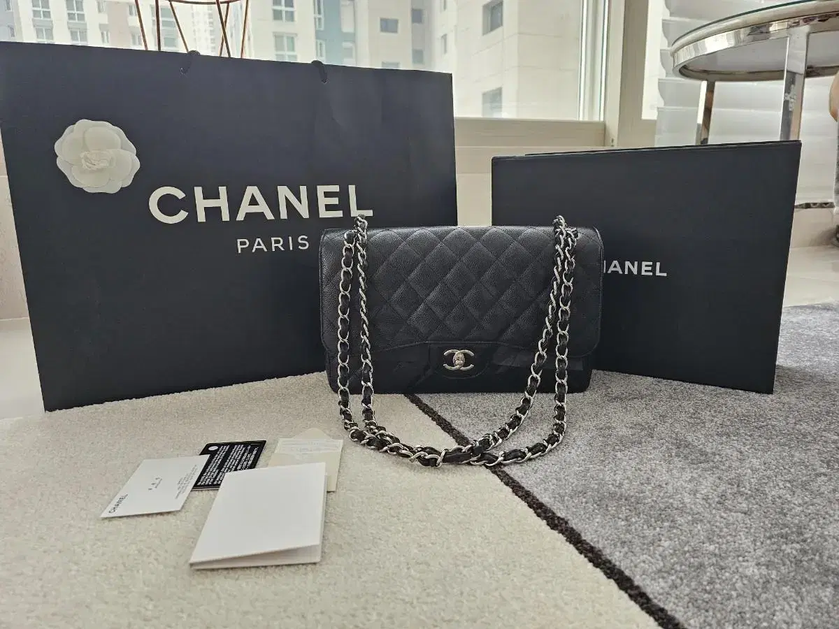 Last Price (Brand New, Full Night) Chanel Classic Large Jumbo Size Flap Bag Silver Caviar