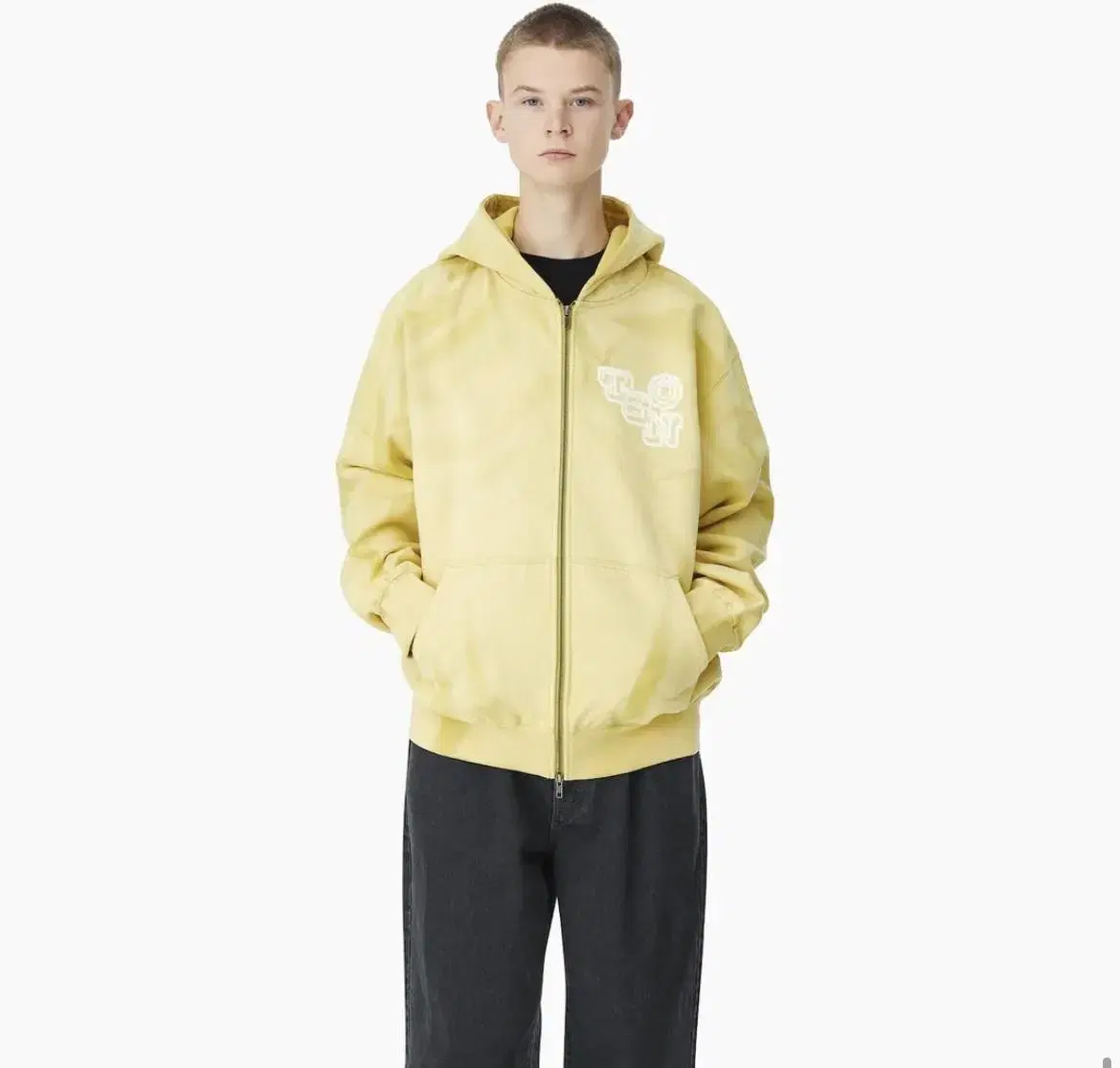 Dinedet Faded Zip Up Hoodie Lemon (S)