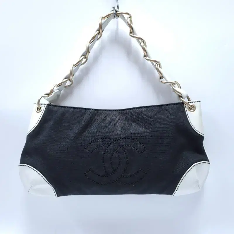 CHANEL 샤넬 CC로고 스티치 캔버스 숄더백 체인백 B958