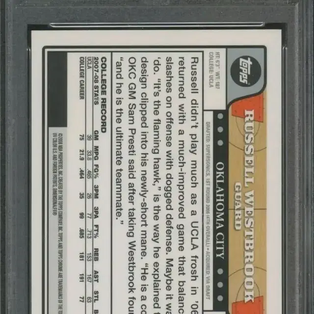 2008 탑스 크롬 러셀 웨스트브룩 RC PSA 10