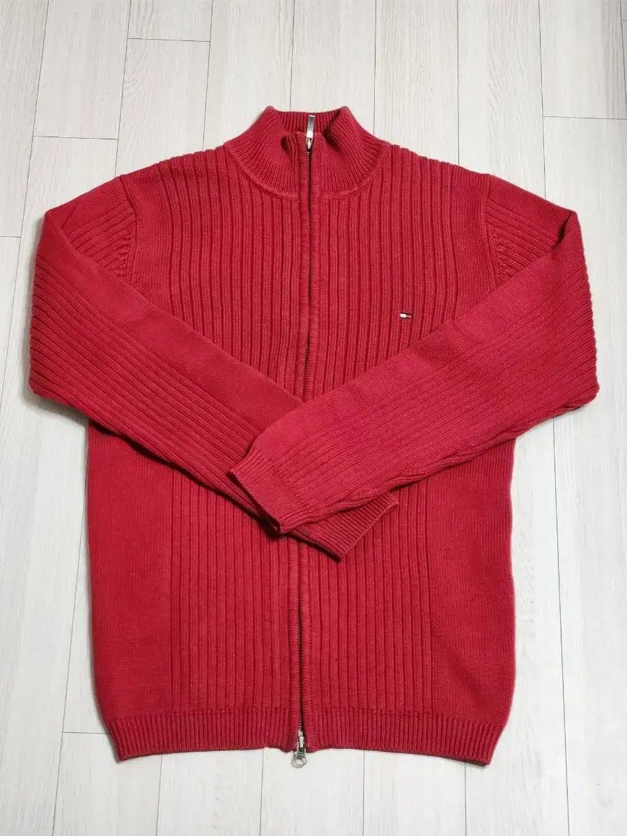 Tommy Hilfiger Two-Way Zip-Up Cardigan (Red, M)