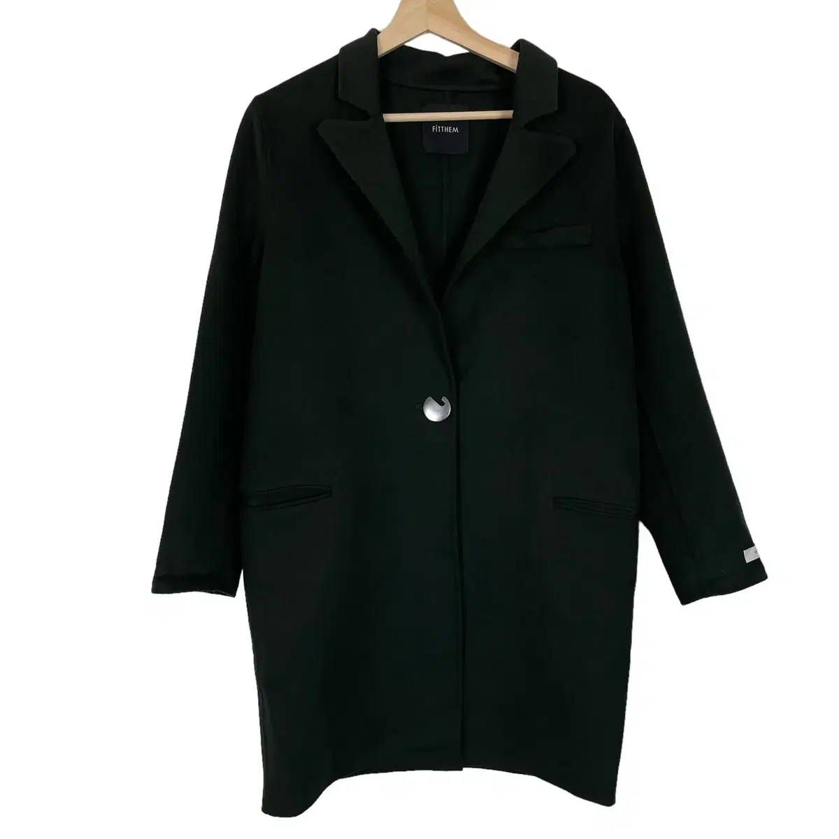 Fitthem Green Silver Button Single Coat