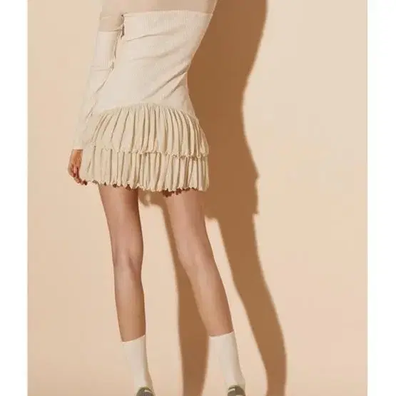 팝시즈 SHEER JERSEY DRESS-IVORY