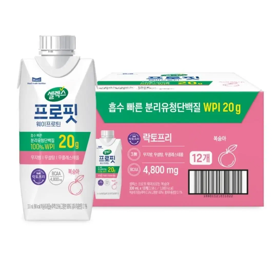 셀렉스 프로핏 웨이프로틴 복숭아 단백질 드링크 330ml 24팩