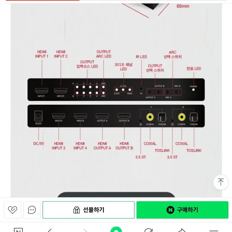 LANstar LS-HMS402N 4:2 HDMI 매트릭스 스위치 분배기