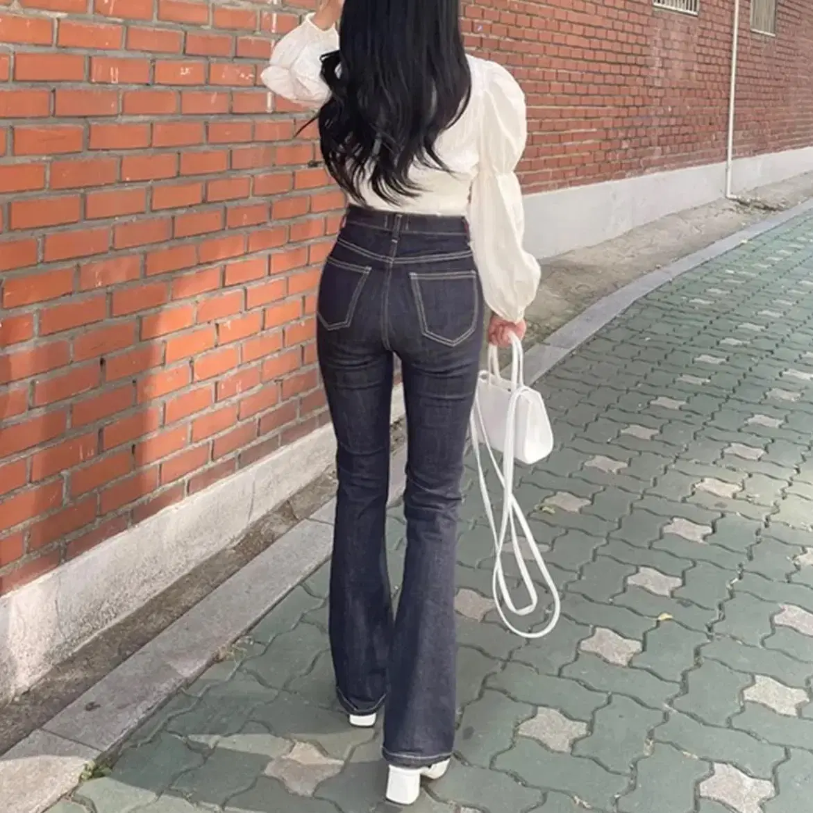 에이블리 하이웨스트 생지 부츠컷 바지 팬츠 26 size