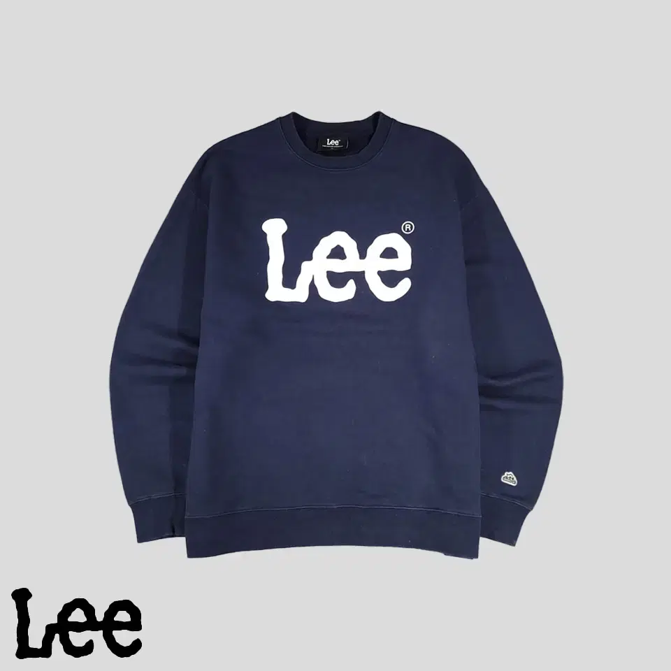 LEE Lee Navy Logo Big Printed Arm Patch Cotton Blend Man-to-Man T-Shirt XL