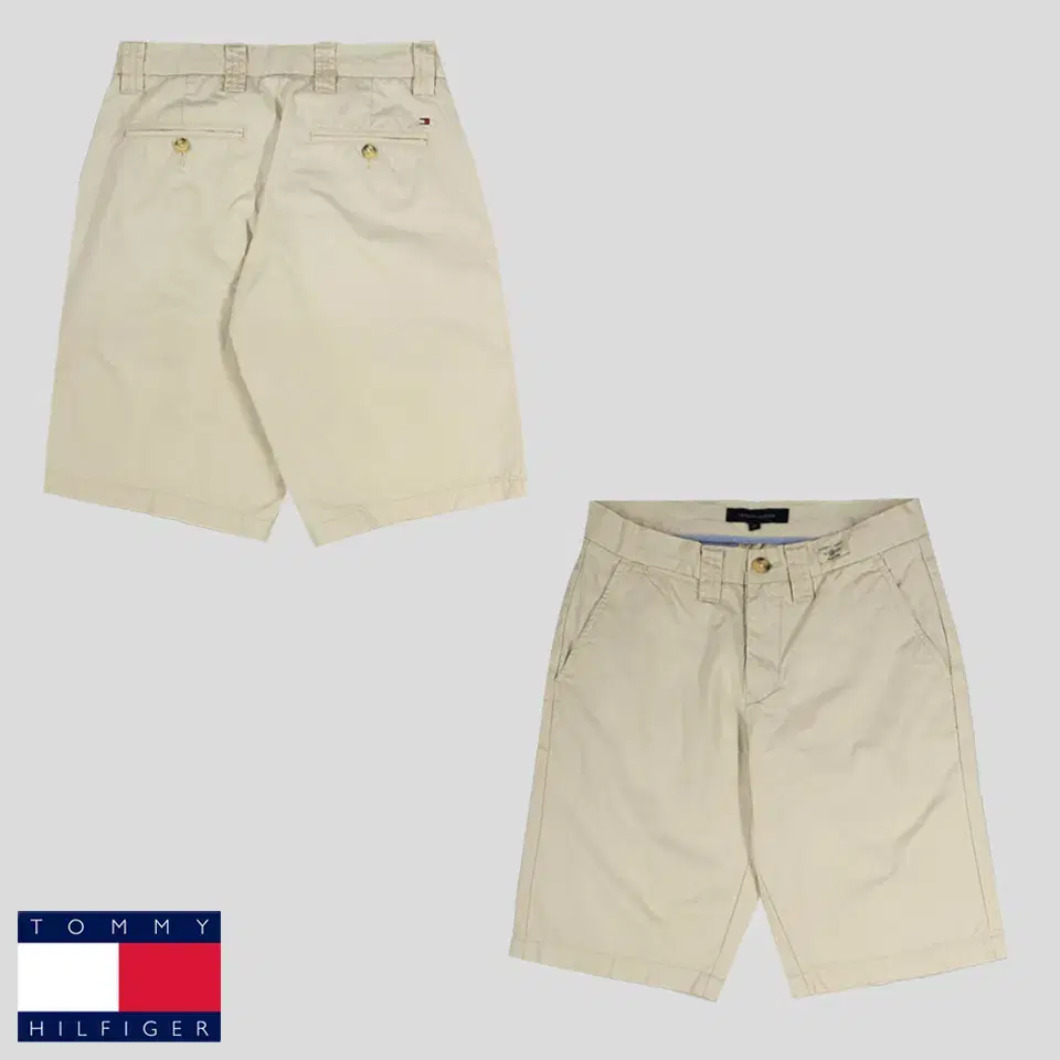 Tommy Hilfiger Light Beige Tommy Logo Preppy Look Amekazi Cotton100 Chino Pants