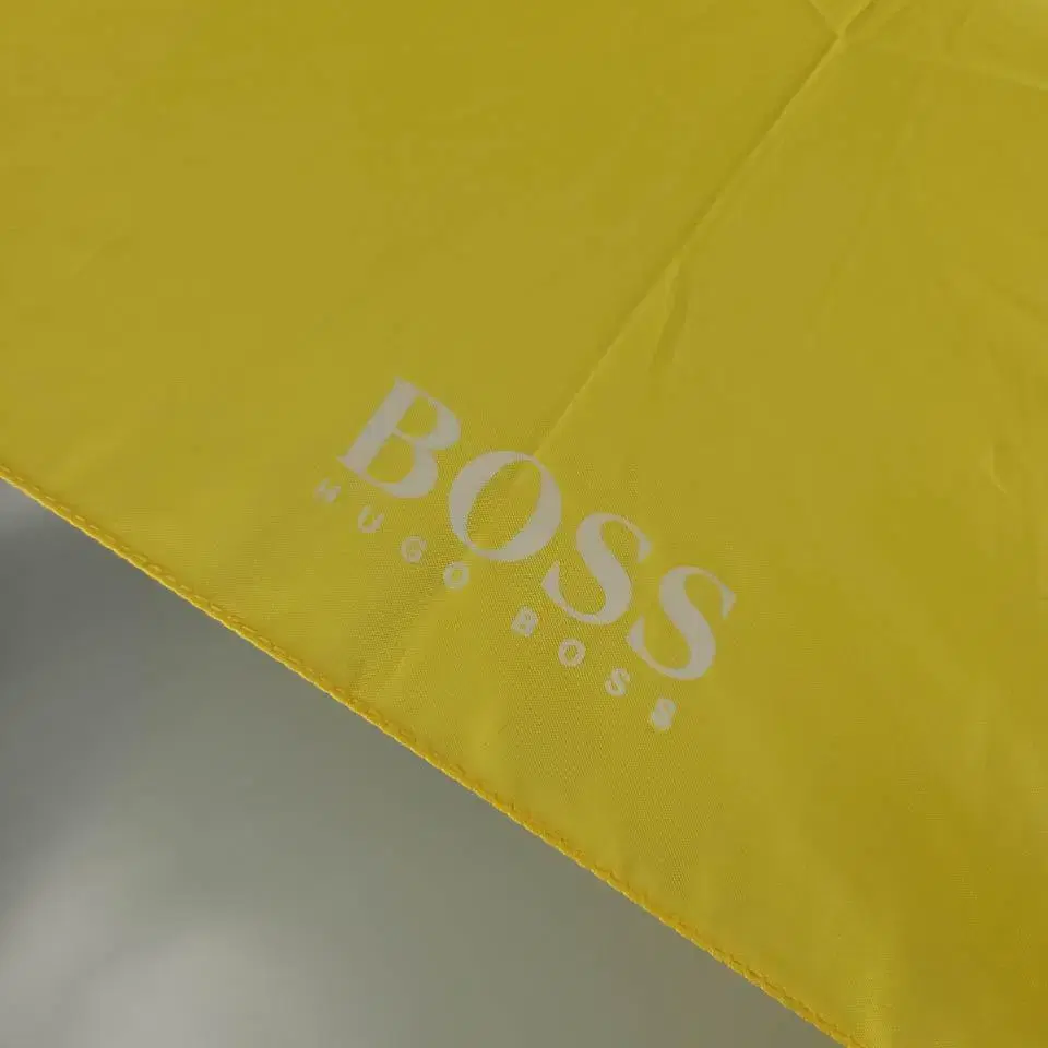 HUGO BOSS 보스 옐로우 로고프린팅 접이식 폴딩 3단 자동 우산