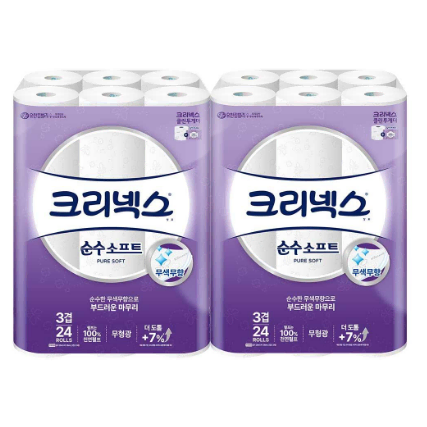 무료배송-크리넥스 순수소프트 3겹 28m 24롤 2개 화장지