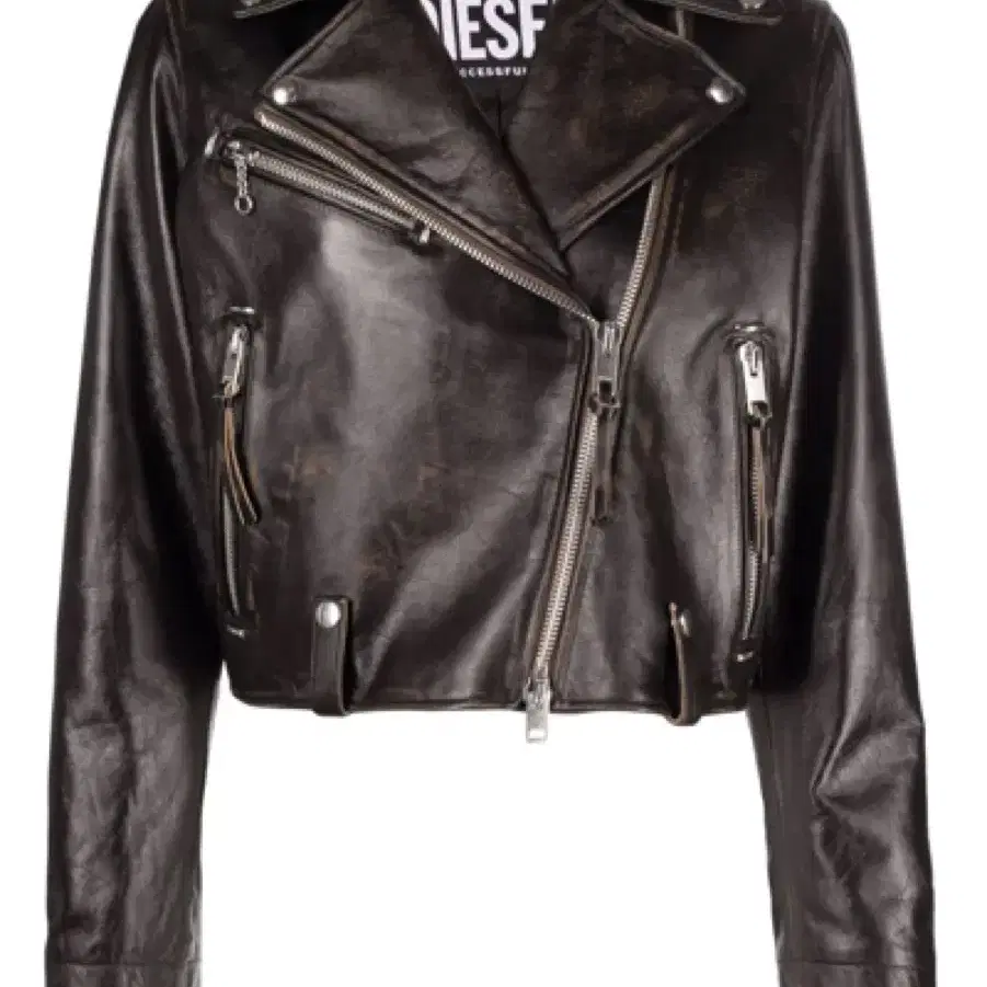 Diesel(off-centre zipped leather jacket)