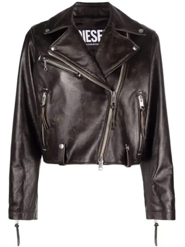 Diesel(off-centre zipped leather jacket)