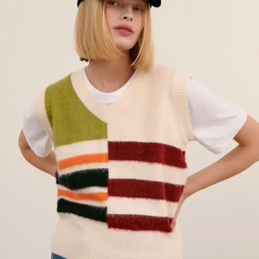 시눈(sinoon) - Color Block Knit Vest