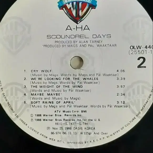 [LP] 아하 A-ha "Scoundrel Days" 바이닐 (86년)