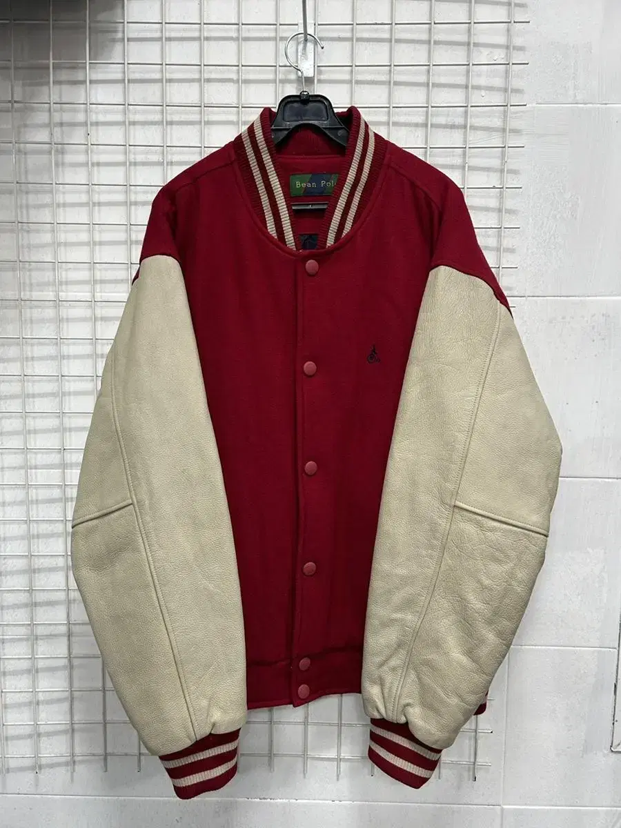 [Vinpol] Men's Vintage Wool and Cowhide Leather Overfit Varsity Jacket 105