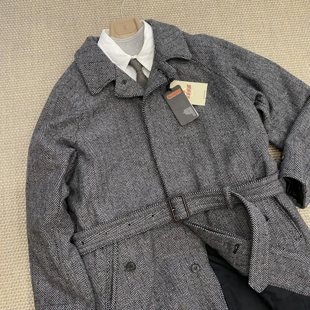 Baracuta Baracuta Herringbone reglan balmacan coat in fine tweed