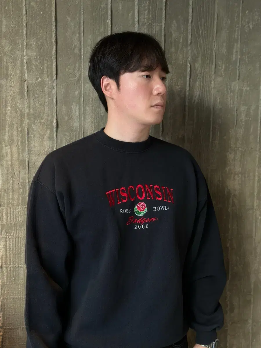 [XL] NCC apparel 위스콘신 블랙 맨투맨 Mexico made