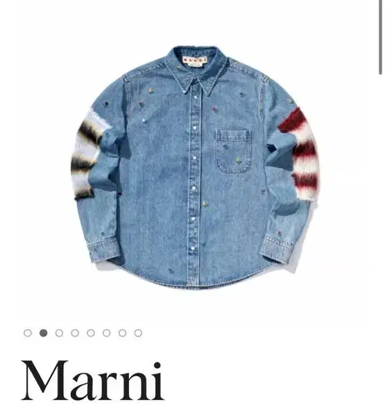 Marni Marni Mohair Multi-Patch Sleeve Embellished Denim Shirt