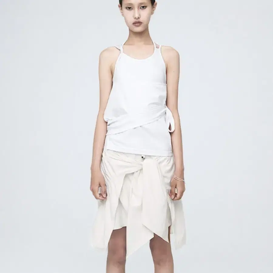 나체 NACHE PUCKERING TIE SKIRT IVORY