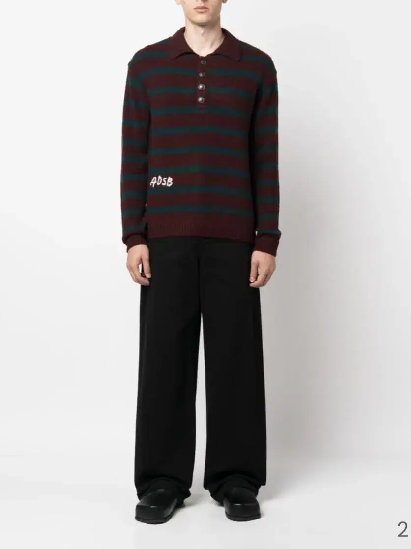 Anderson Belle Striped knit polo Burgundy