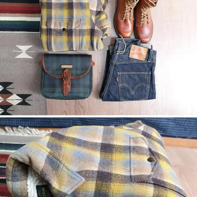 Pendleton 펜들턴 울 체크 쉐르파 자켓