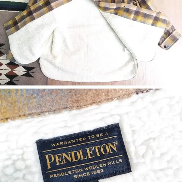 Pendleton 펜들턴 울 체크 쉐르파 자켓